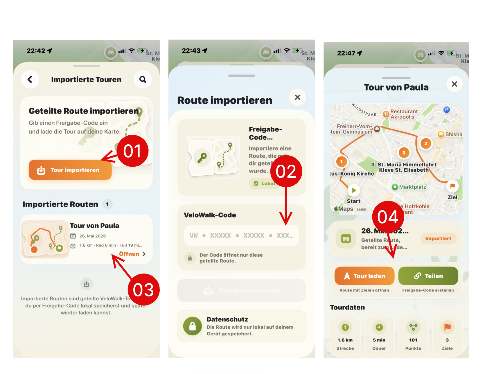 Tutorial-Screenshot: Tour importieren